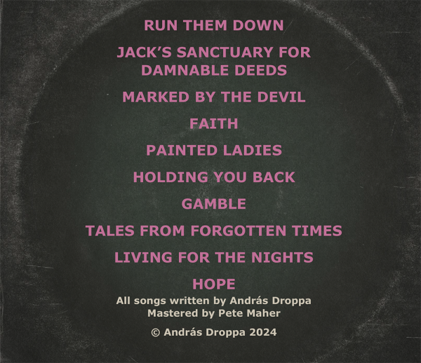 András Droppa Hard Rock CD - back cover